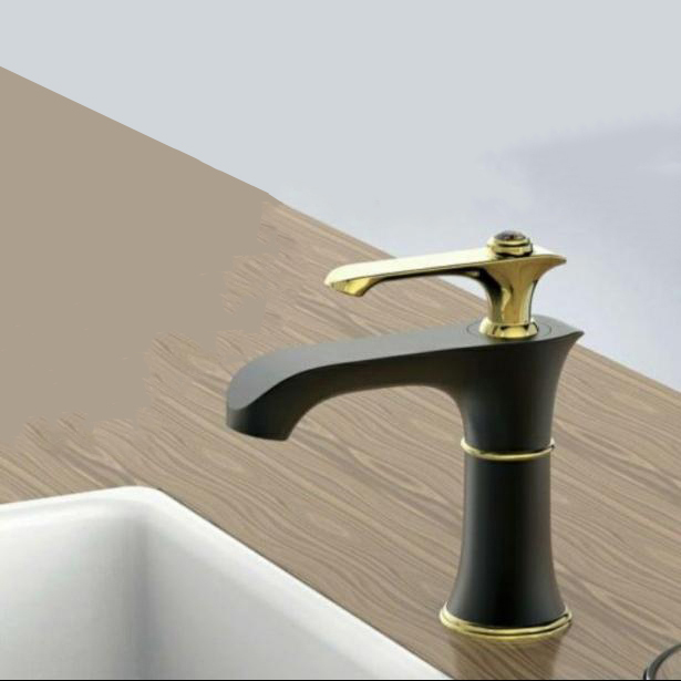Vòi lavabo nóng lạnh đồng mạ tĩnh điện chân không đen đính đá Juno sofa Teady VCT- 3002A