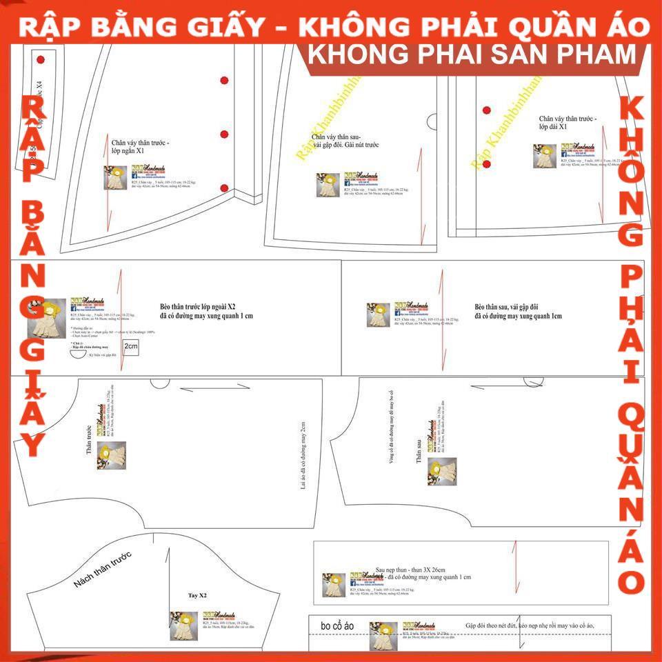 Rập giấy A0 set chân váy áo croptop bé gái mã R25 (BẢN VẼ)