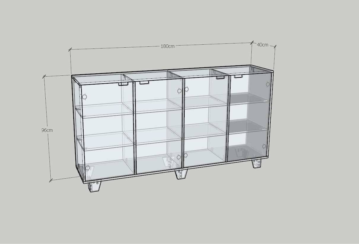 HAPPY FURNITURE , ALVA - Tủ lưu trữ 4 cửa mở , TCM_213 , 180cm x 40cm x 96cm DxRxC