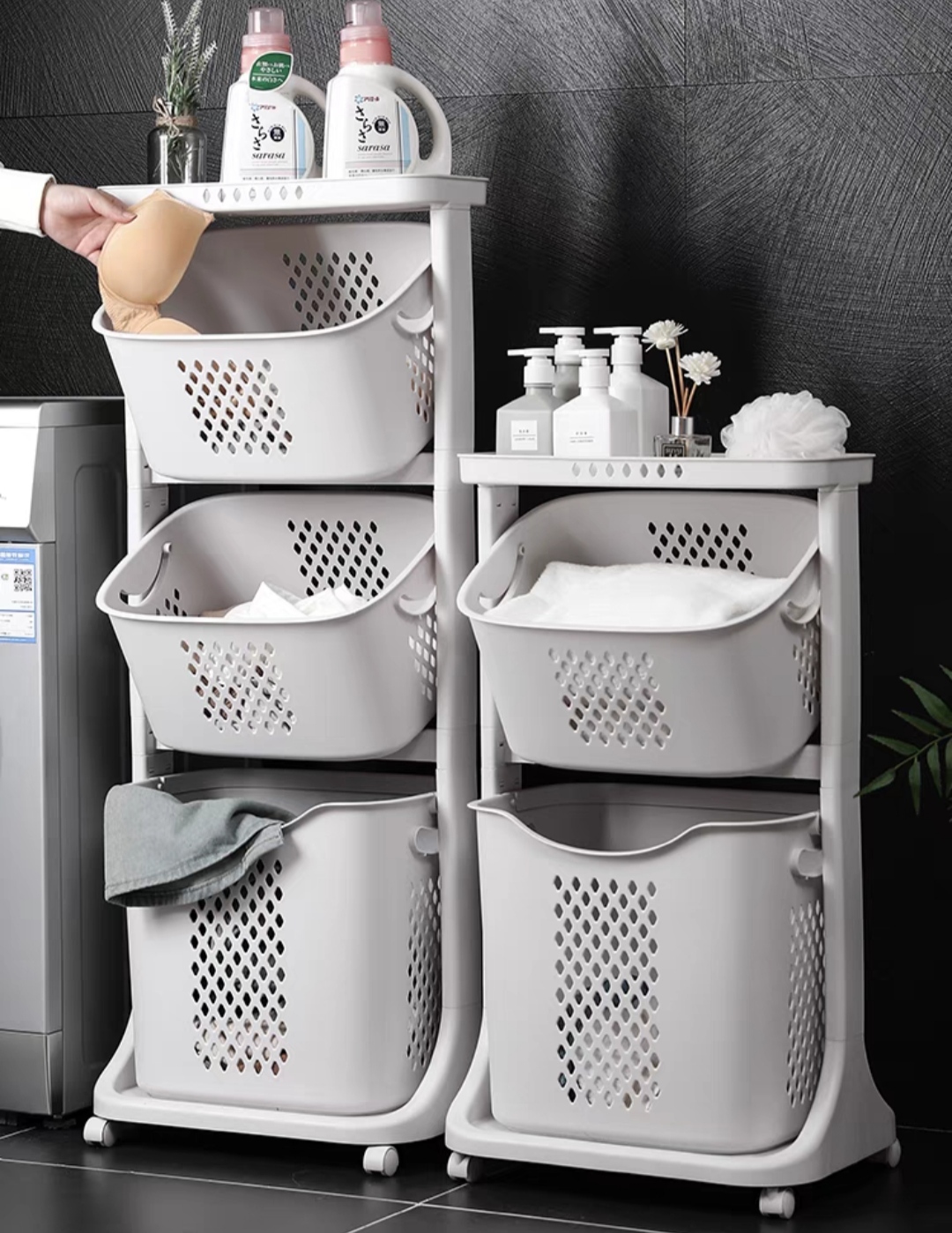 KỆ ĐỰNG ĐỒ 2 TẦNG 3 TẦNG ĐA NĂNG CÓ BÁNH XE XOAY 360 ĐỘ - GIỎ KỆ ĐỰNG ĐỒ ĐỰNG QUÀN ÁO GỌN GÀNG MÀU & KIỂU DÁNG PHONG CÁCH HÀN QUỐC