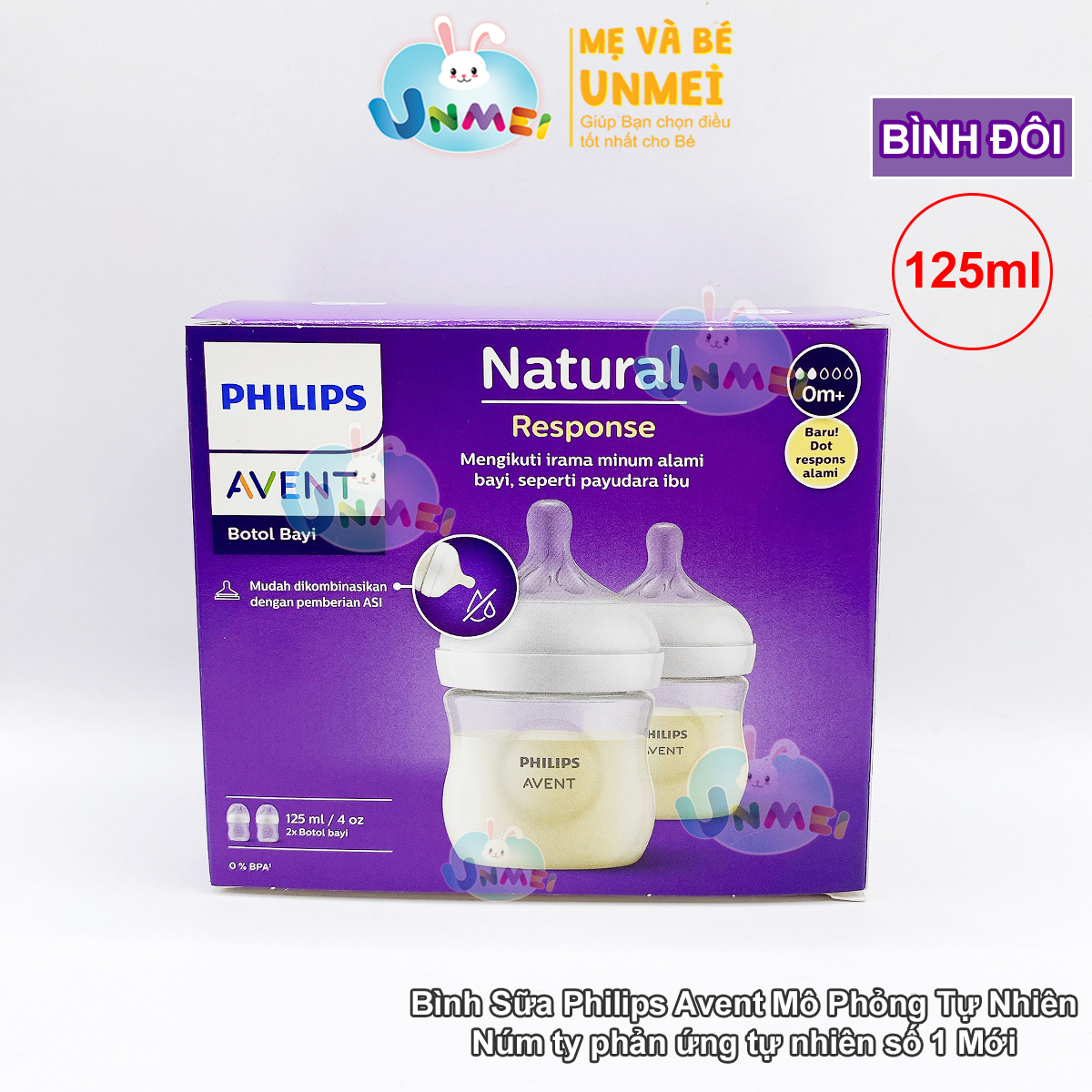 Bình sữa mô phỏng tự nhiên mới hiệu Philips Avent cho trẻ từ 0 tháng tuổi (125ml-đôi)_SCY900.02