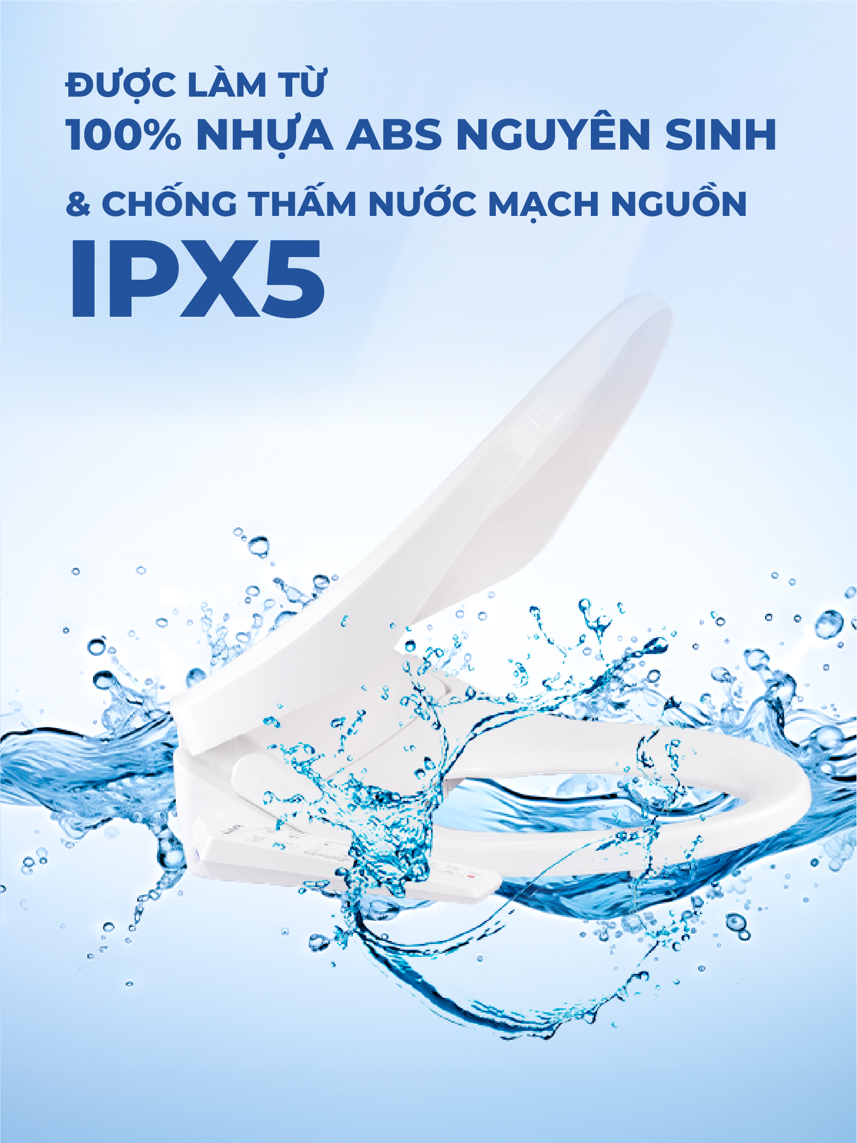 Nắp Bồn Cầu Điện Tử LUVA Bidet LB625 Điều Khiển Cảm Ứng Tiếng Việt, Đổi Lỗi 100 Ngày, Sấy Khô, Chống Nước IPX5, Sấy Vành Ngồi, Chế Độ Rửa Trẻ Em