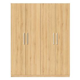 Tủ quần áo gỗ MDF Tundo 4 cánh 2 ngăn treo màu vàng sồi 180 x 55 x 220cm