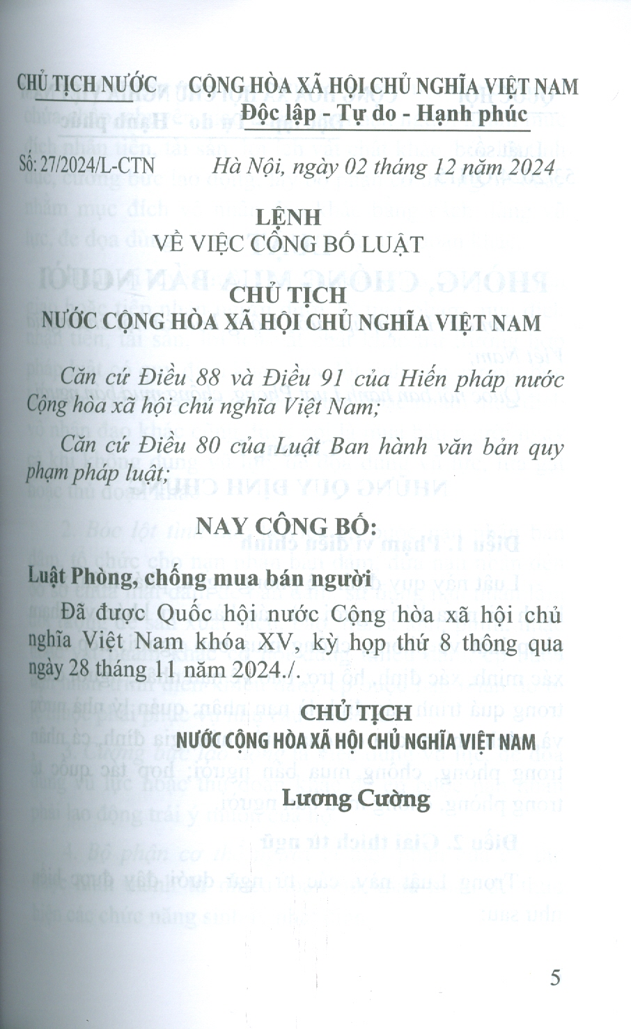 Luật Phòng, Chống Mua Bán Người Năm 2024