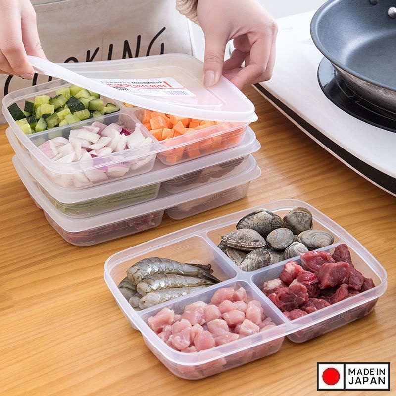 Set 02 hộp thực phẩm chia ngăn 710ml, thiết kế nắp mềm dẻo bảo đảm kín hơi và chống tràn - nội địa Nhật Bản