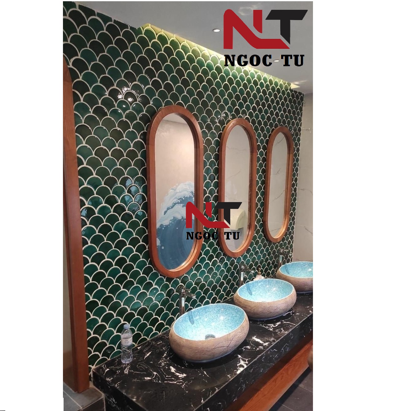 CHẬU RỬA MẶT, LAVABO NHẬP KHẨU CAO CẤP GROVES MEN XANH NGỌC 8126
