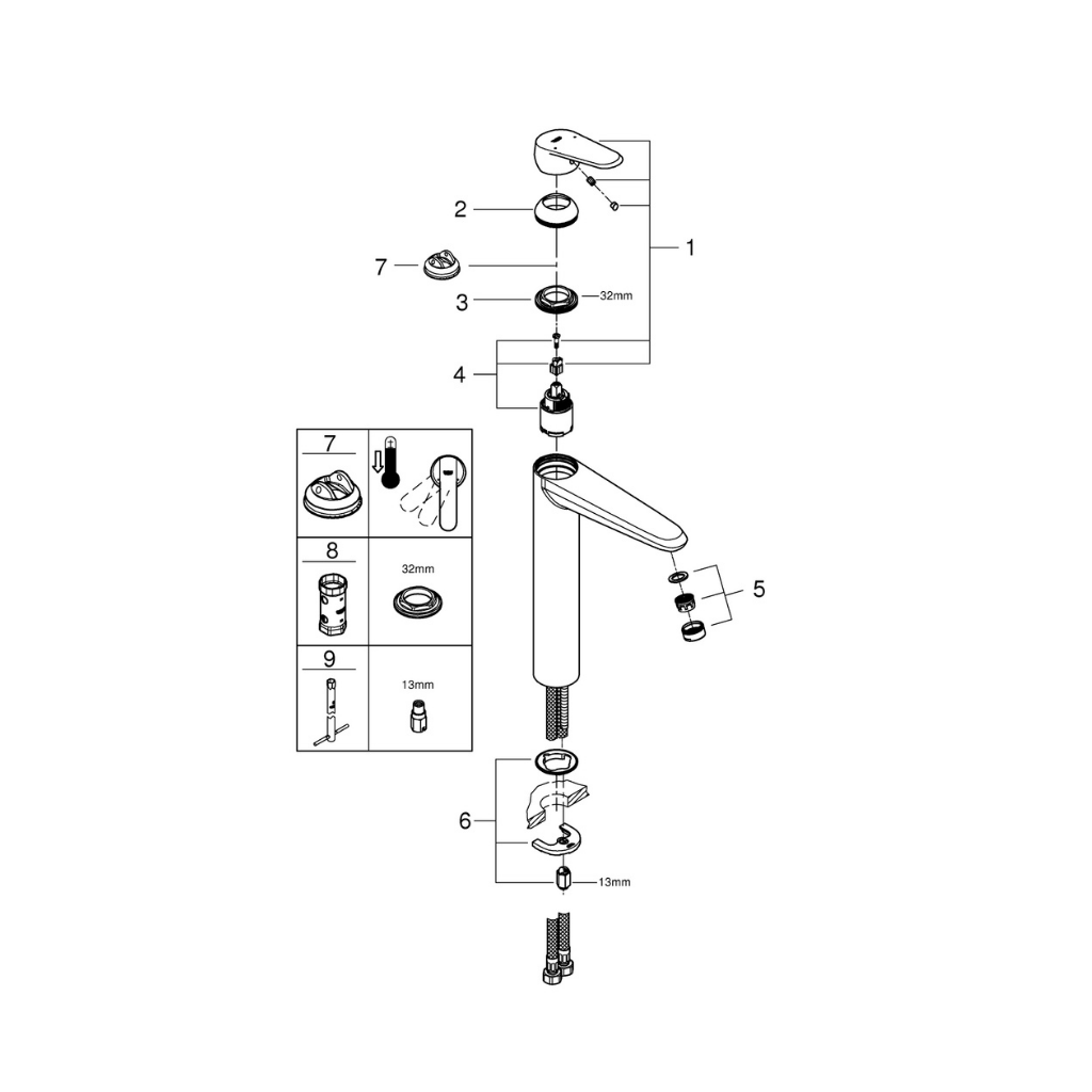 Vòi chậu GROHE EURODISC COSMOPOLITAN Size XL - 23432000