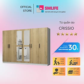 Tủ để quần áo gia đình bằng gỗ thiết kế đẹp SMLIFE Crissio
