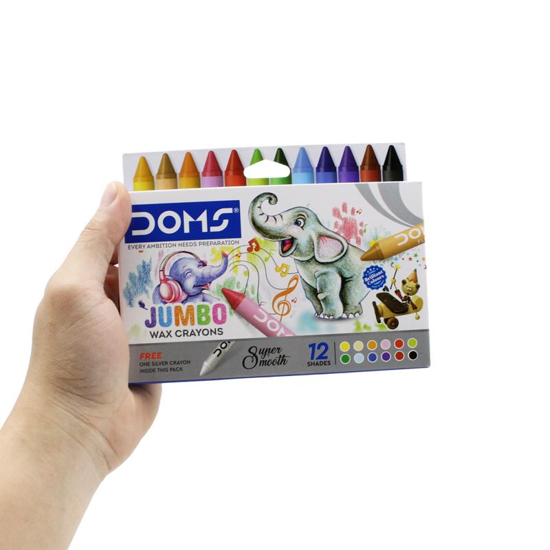 Hộp 12 Bút Sáp Màu Lớn Jumbo Wax Crayons - DOMS 3468