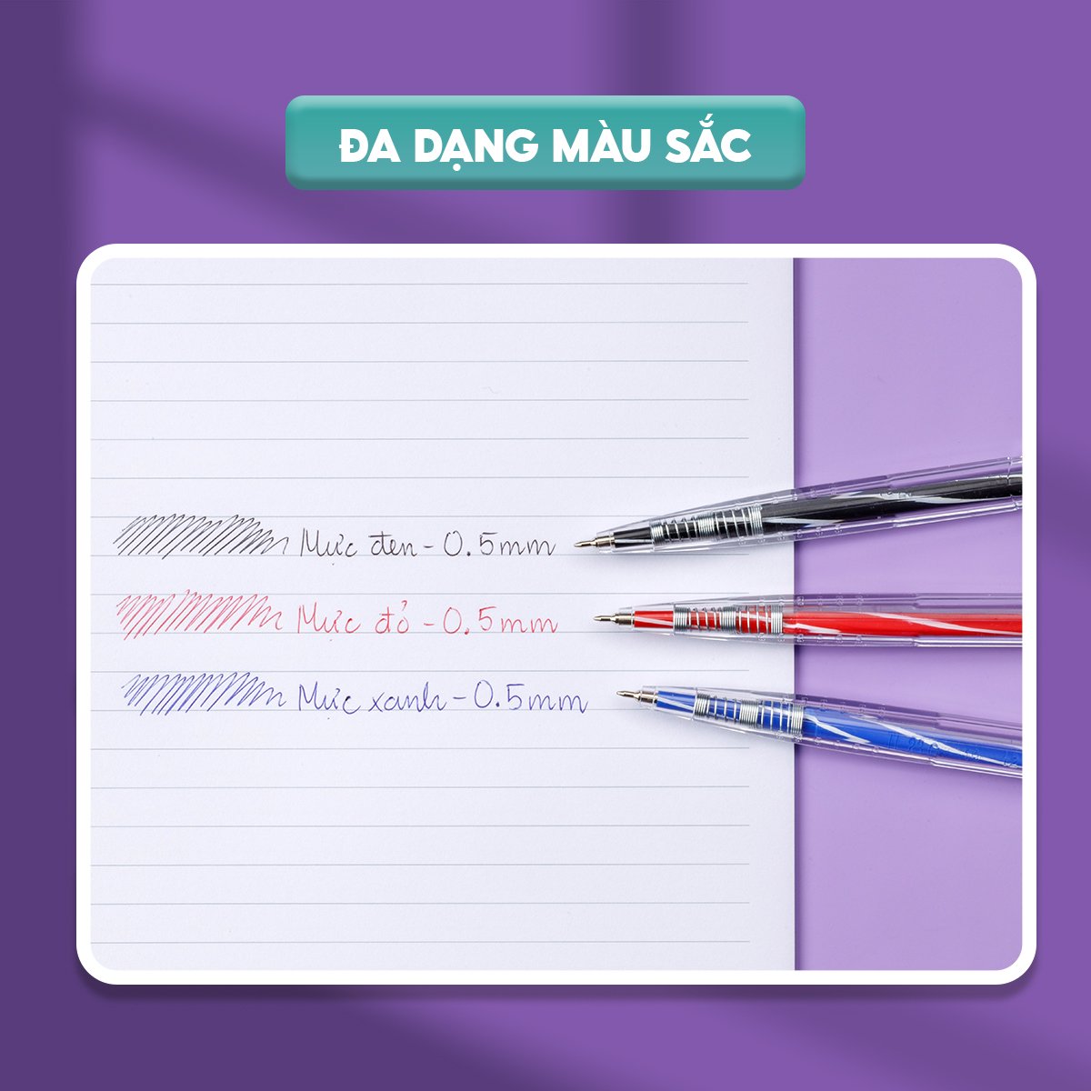 Combo 5/10/20 Bút bi Thiên Long FO-03 ngòi 0.5mm mực xanh đỏ đen cấu tạo 3 cạnh dễ cầm mực không độc hại tiêu chuẩn quốc tế