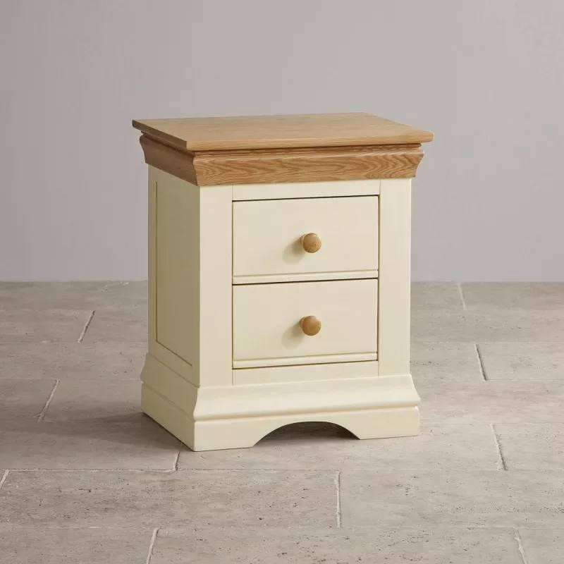 Tủ Đầu Giường 2 Ngăn Kéo Country Cottage Gỗ Sồi Ibie BSK2COUO - Trắng (50 x 40 cm)