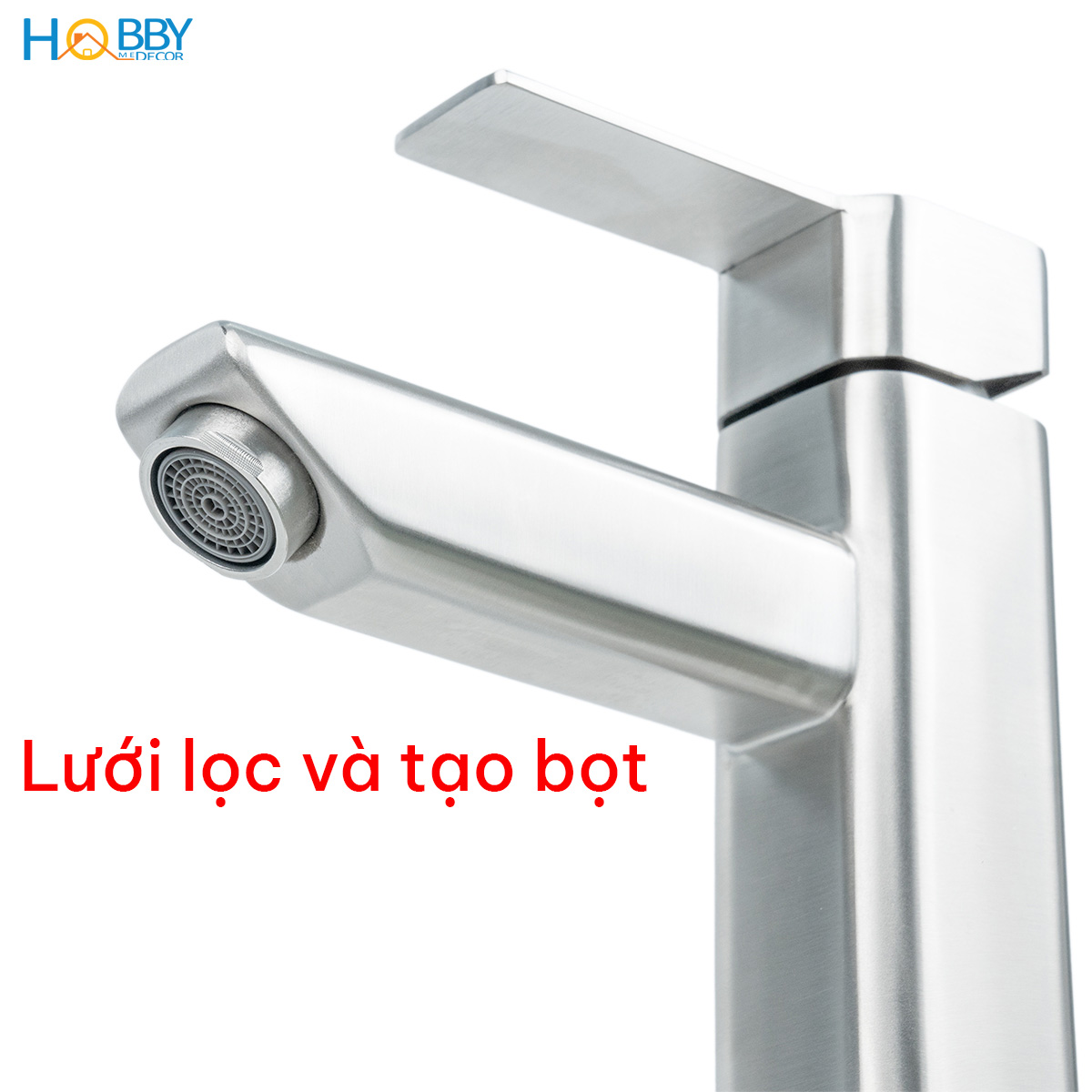 Vòi chậu rửa mặt nóng lạnh thân vuông inox 304 Hobby home decor VRM12