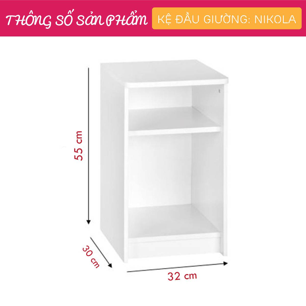 Tủ đầu giường đơn giản hình khối SMLIFE Nikola