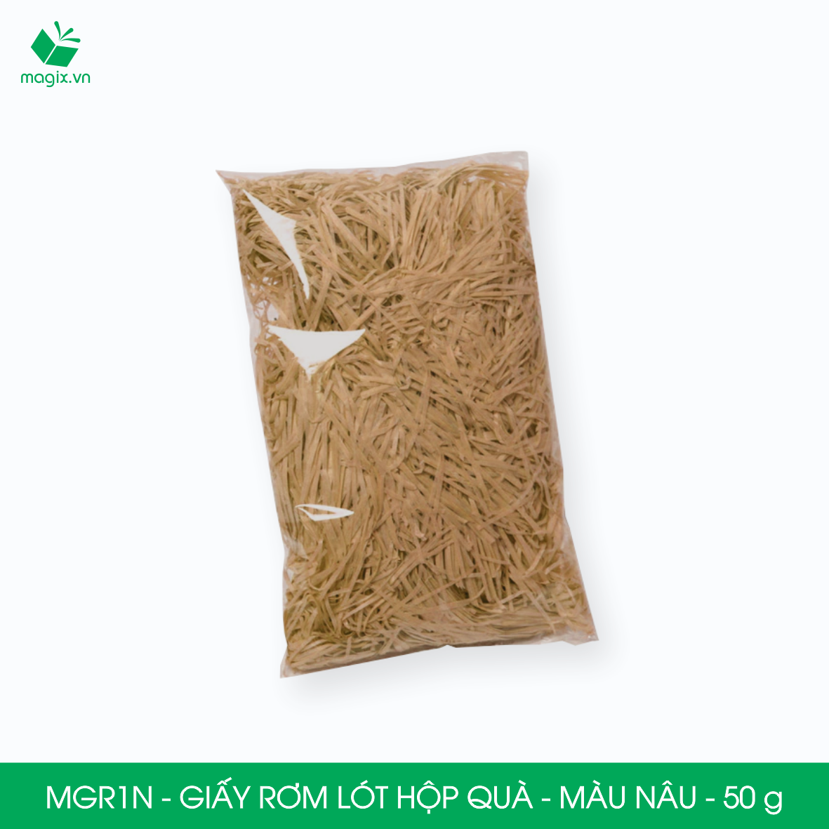 MGR1N - 50g Giấy rơm lót hộp quà màu nâu - Giấy sợi rơm trang trí - Giấy vụn chống sốc