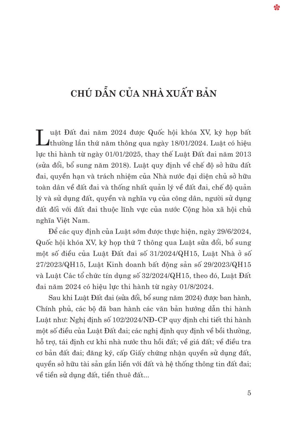 Các văn bản hướng dẫn thi hành Luật đất đai (sửa đổi, bổ sung năm 2024) - bản in 2025