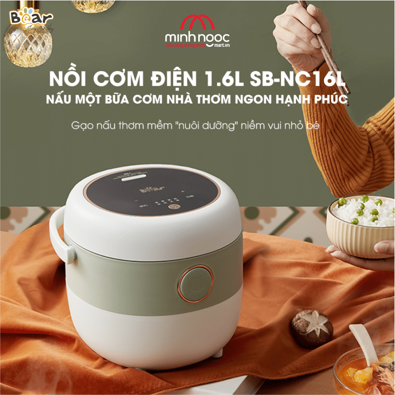 CHÍNH HÃNG BEAR VIỆT NAM Nồi Cơm Điện Thông Minh BEAR SB-NC16L Dung Tích 1.6 Lít Công Suất 400 W