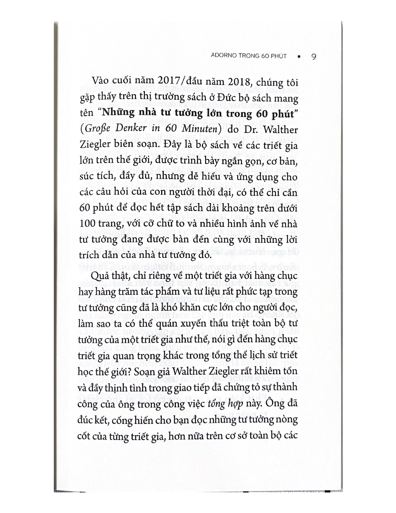 Những Nhà Tư Tưởng Lớn - Adorno Trong 60 Phút - Vanlangbooks