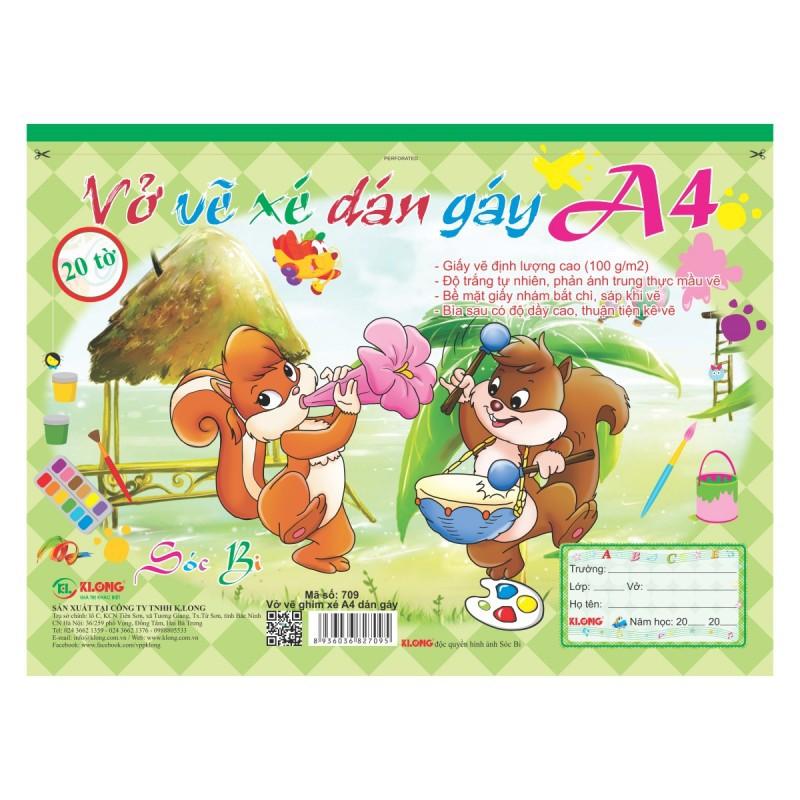 Vở vẽ KLONG A4 xé, 20 tờ; MS: 709