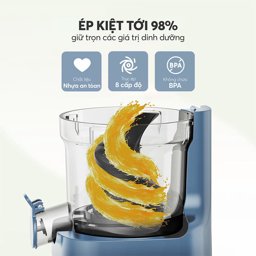 Máy ép chậm Elmich JEE-8769, công suất 200W, tốc độ quay 65 vòng/phút, độ ồn thấp dưới 62db - Hàng chính hãng