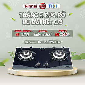 Bếp gas âm Rinnai RVB-2BG(Wv-M)N mặt bếp kính và kiềng bếp men - Hàng chính hãng.