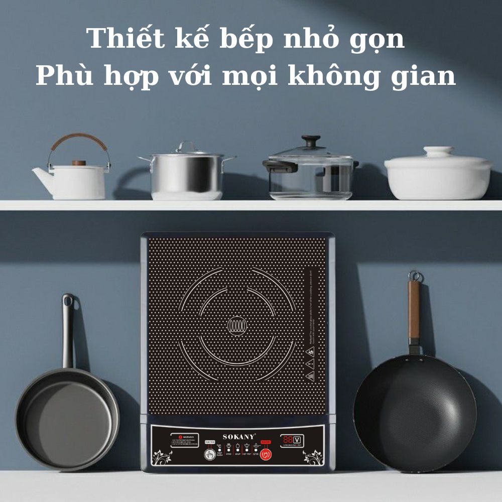 Bếp từ đơn SOKANY SK-07046 công suất 2200W, cực kì tiết kiệm với 5 chế độ nấu, phím bấm cơ, tích hợp tính năng tự ngắt an toàn - HÀNG CHÍNH HÃNG