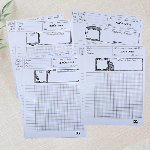Giấy kiểm tra 4 ô ly giấy trắng dày100gsm bảng kẻ sẵn đẹp tiện lợi, giấy xịn viết êm không lem không hằn, Combo 4: 28 tờ GKTL1-09 Green Art dòng - Hàng chính hãng