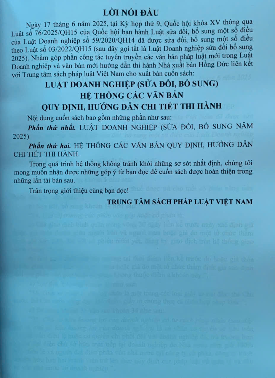Luật doanh nghiệp (sửa đổi, bổ sung) hệ thống các văn bản quy định, hướng dẫn chi tiết thi hành