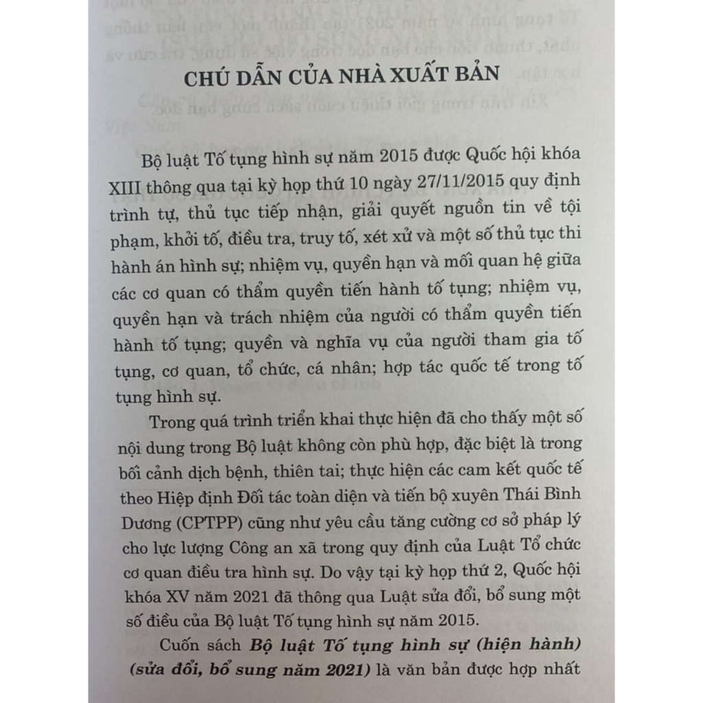 Bộ Luật Tố Tụng Hình Sự Hiện Hành (Sửa Đổi, Bổ Sung 2021)