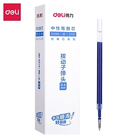 Bút gel bấm Bút bi nước mực Xanh/Đen/Đỏ Deli cho Văn phòng Học sinh ngòi 0.5mm - Mực đều chữ đẹp - có ngòi thay thế
