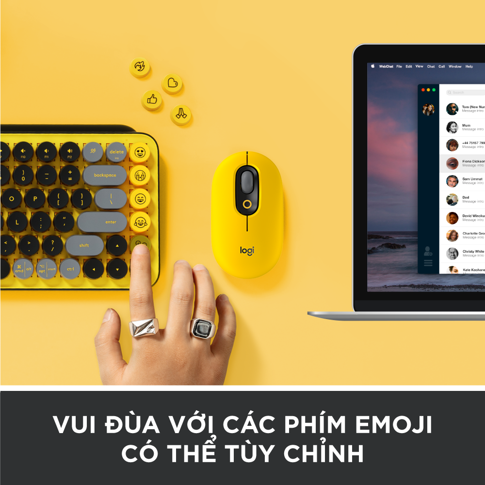 Bàn phím cơ học không dây Bluetooth Logitech POP Keys kết nối đa thiết bị các phím Emoji tùy chỉnh - Hàng chính hãng