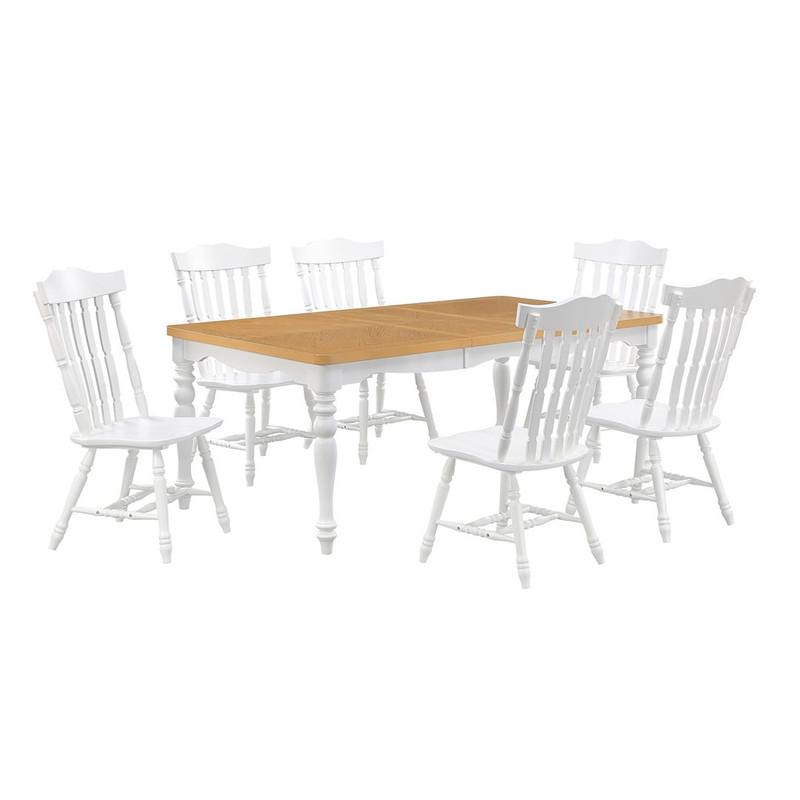 Bộ bàn ăn thông minh kéo dài 6 ghế gỗ sồi tân cổ điển SMLIFE Papilon Butterfly | D152 x R107 x x C76cm | tăng giảm độ dài bàn