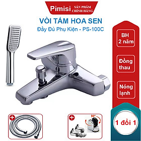Vòi hoa sen tắm nóng lạnh Pimisi PS-100C đồng mạ Crom đầy đủ phụ kiện | Hàng chính hãng
