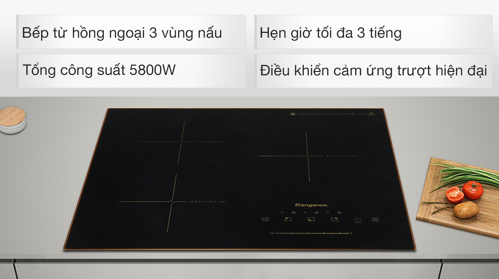 Bếp từ hồng ngoại ba vùng nấu Kangaroo KG446i - Hàng chính hãng