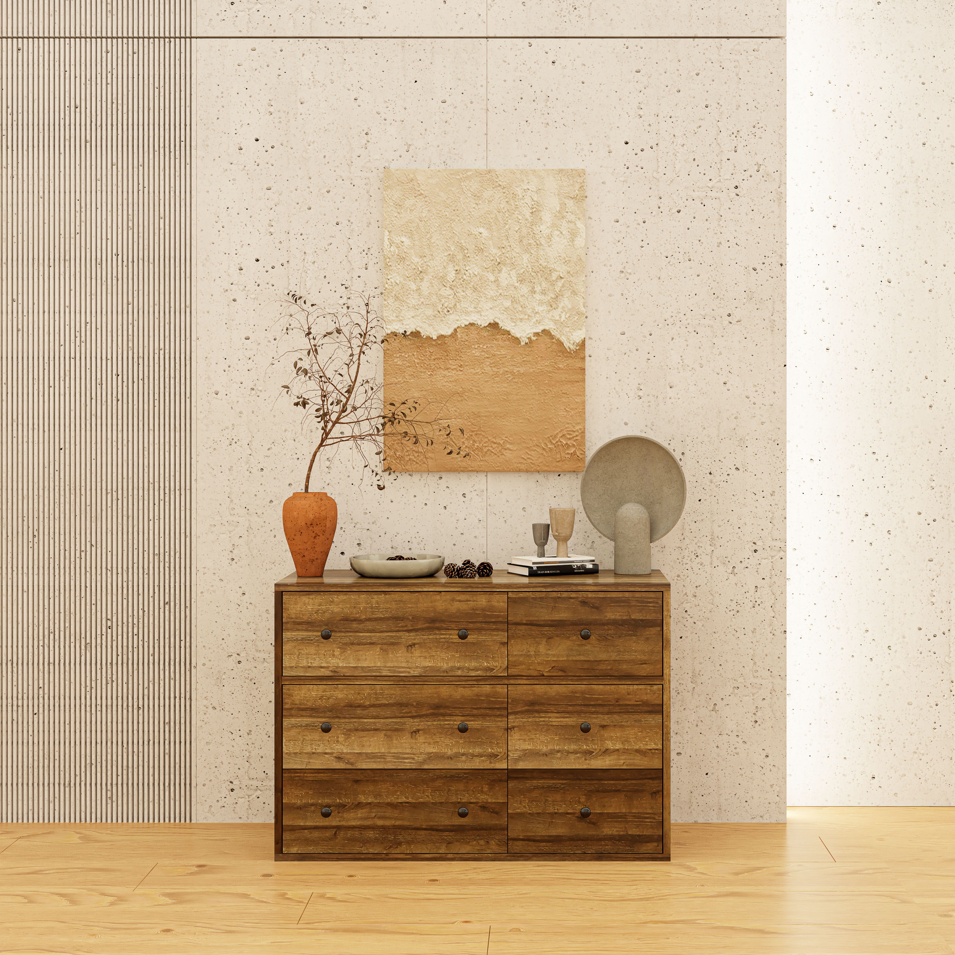 HAPPY FURNITURE , ZACY - Tủ lưu trữ 6 ngăn kéo , THK_211 , 90cm x 40cm x 63cm DxRxC, Sản phẩm phổ thông