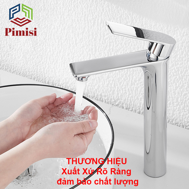Vòi Chậu Lavabo Pimisi PV-306CH Thân Cao 30cm Cho Chậu Lavabo 1 Lỗ Của Phòng Tắm - Gật Gù Đồng Thau Mạ Xi Sáng Bóng | Chính Hãng
