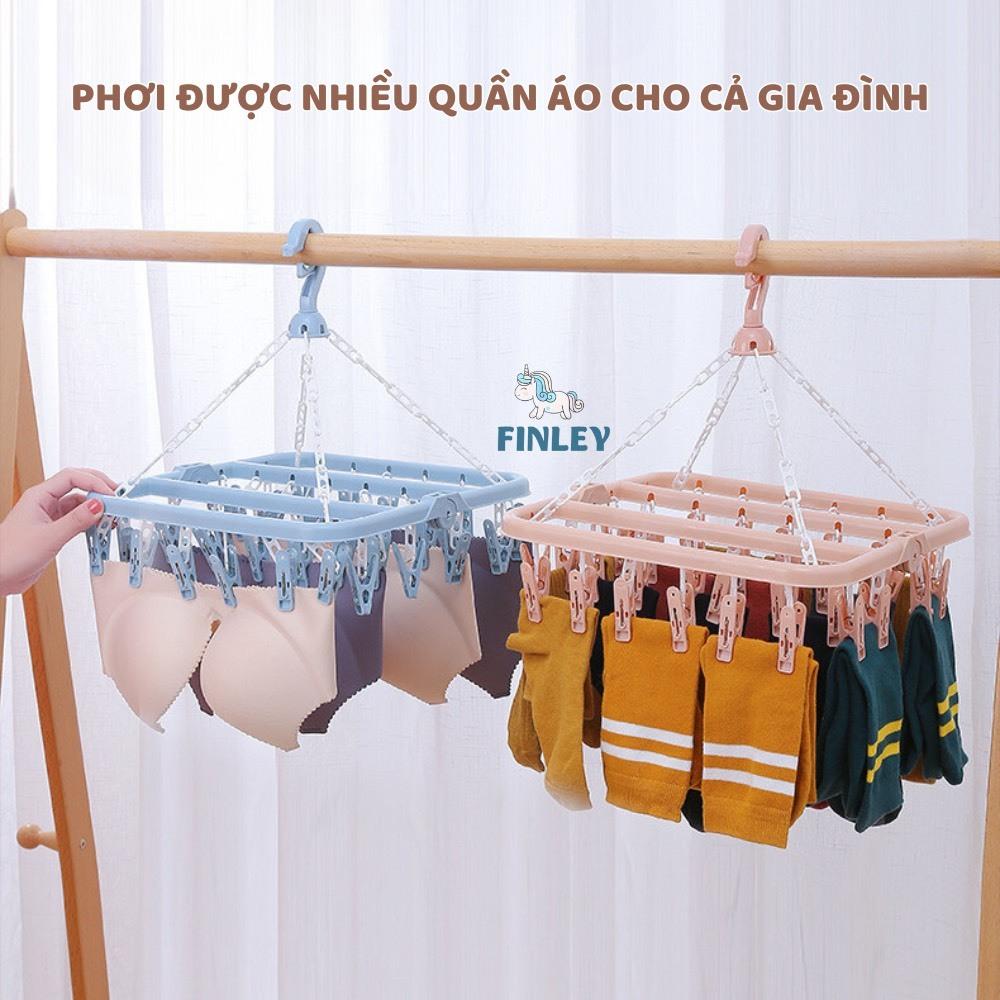 Móc Chùm Nhựa PP Cao Cấp 32 Kẹp Xoay 360 độ linh hoạt, có thể gấp gọn