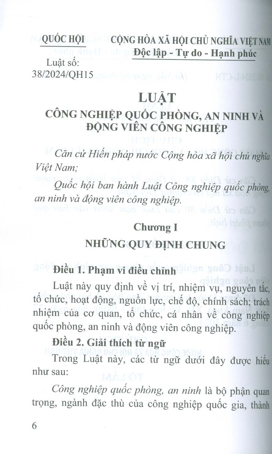 Luật Công Nghiệp Quốc Phòng, An Ninh Và Động Viên Công Nghiệp Năm 2024