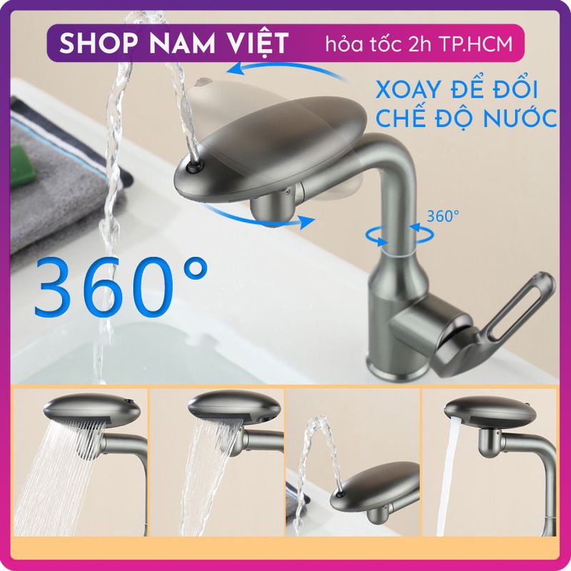 Vòi Nước Lavabo Cao Cấp Inox Đĩa Bay 4 Chế Độ Nước
