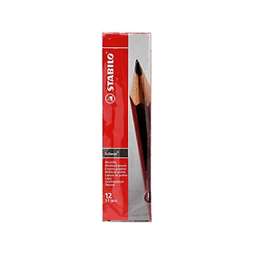 Hộp bút chì gỗ STABILO Schwan/Swano - Hộp 12 bút thân màu vàng có đầu gôm (PC4905/12-HB)