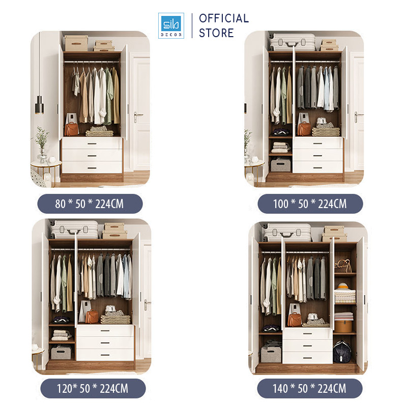 Tủ Quần Áo Hiện Đại Màu Trắng Phối Walnut Thương Hiệu SIB Decor TA10
