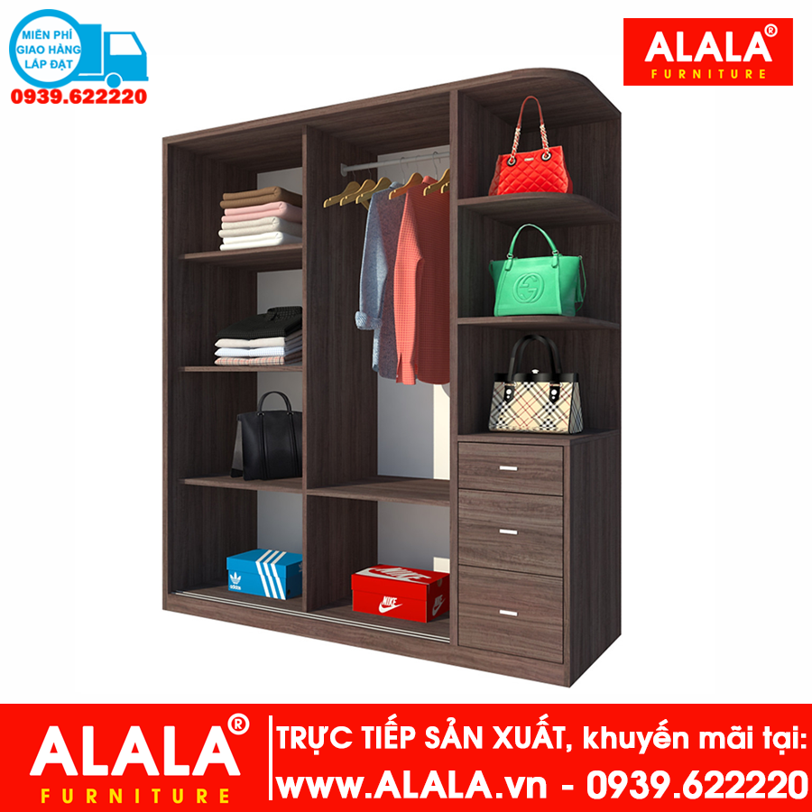 Tủ quần áo ALALA268 gỗ HMR chống nước - www.ALALA.vn - 0939.622220