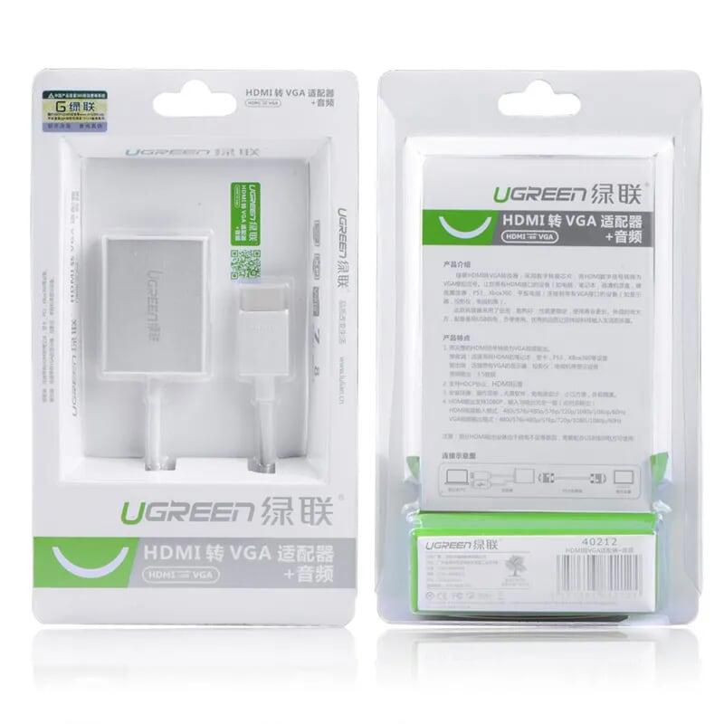 Ugreen UG40212MM102TK Màu Trắng Bộ chuyển HDMI sang VGA vỏ nhôm - HÀNG CHÍNH HÃNG
