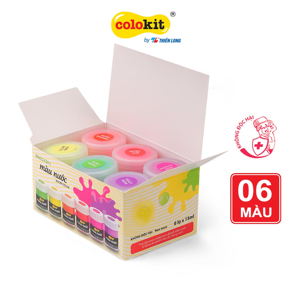 Hộp 6 Màu Nước Neon WACO-C011