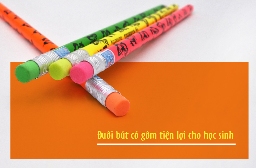 Hộp bút chì gỗ STABILO butterfly 2B hình bươm bướm, có đầu tẩy - Hộp 12 bút thân màu hồng,có đầu tẩy + Gôm tẩy ER198 (PC4920P/12-2B+)