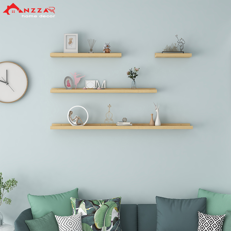 Kệ gỗ treo tường, kệ trang trí Anzzar, decor phòng ngủ, phòng khách, giá gỗ treo tường