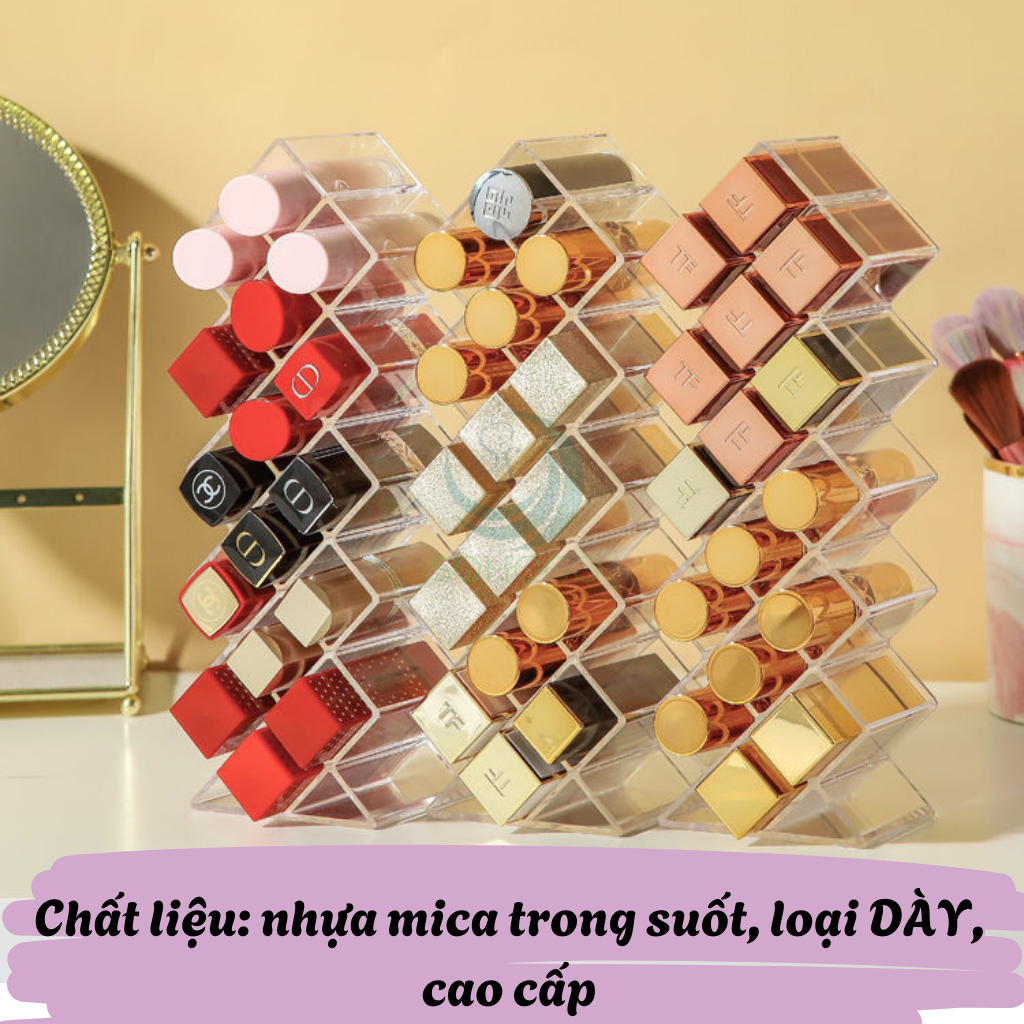 Kệ Đựng Son 28 Ô Acrylic Cao Cấp – Trong Suốt, Sang Trọng-Kệ Son Đa Năng 28 Ô – Phù Hợp Mọi Kích Cỡ Son
