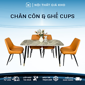 Bàn ăn mặt đá Ceramic bóng kết hợp ghế Cups, bàn ăn 4 ghế 6 ghế 8 ghế hiện đại