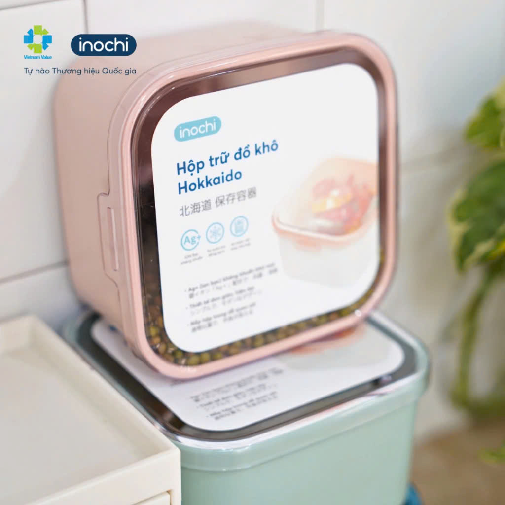 Hộp trữ đồ khô Hokkaido nhựa nguyên sinh kháng khuẩn an toàn - CHÍNH HÃNG INOCHI ( Tặng kèm khăn lau tay pakasa)