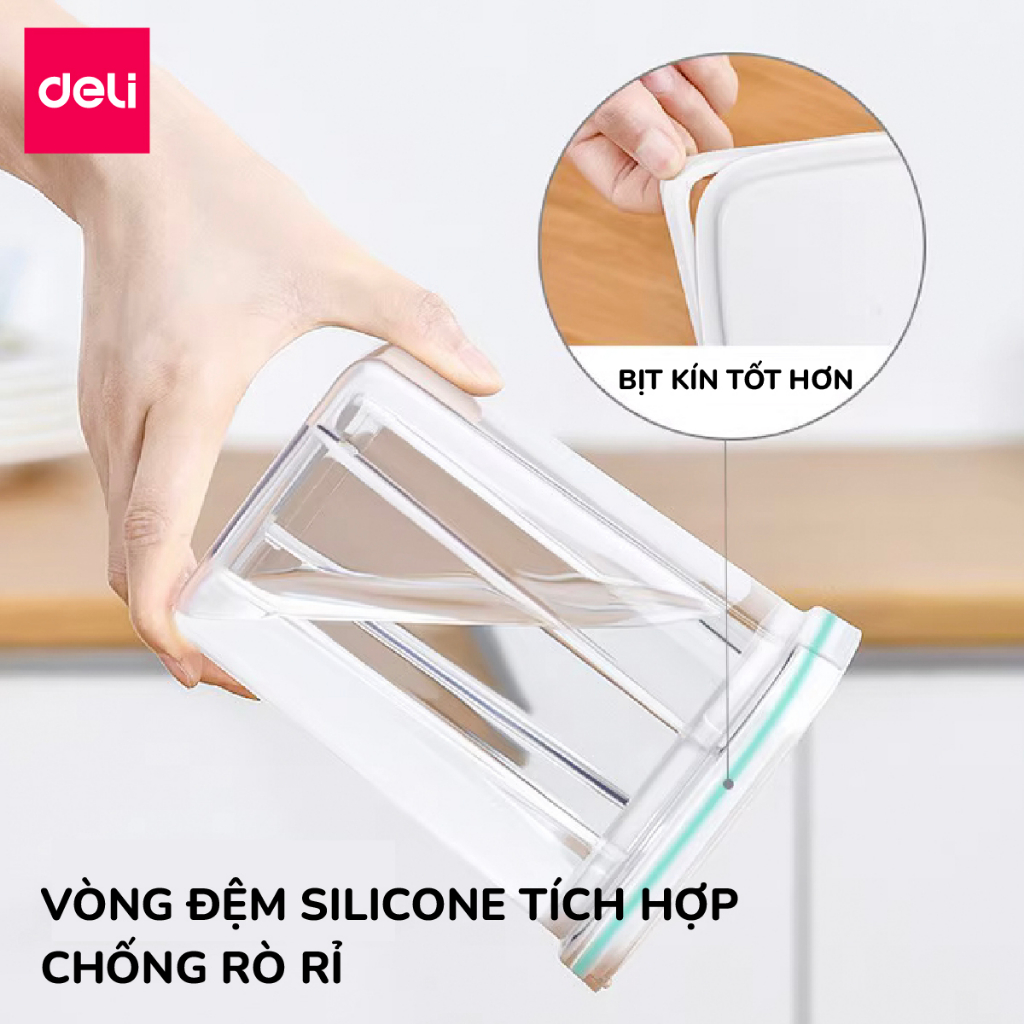 Hộp Nhựa Đựng Thực Phẩm Khô DELI- Hộp Nhựa Đựng Ngũ Cốc Đồ Khô Nắp Kín Chống Ẩm Mốc Nắp Kín Sắp Xếp Nhà Bếp Bảo Quản Thực Phẩm Phân Chia Thực Phẩm Chống Mùi Tủ Lạnh Chống Tràn Chống Rò Rỉ