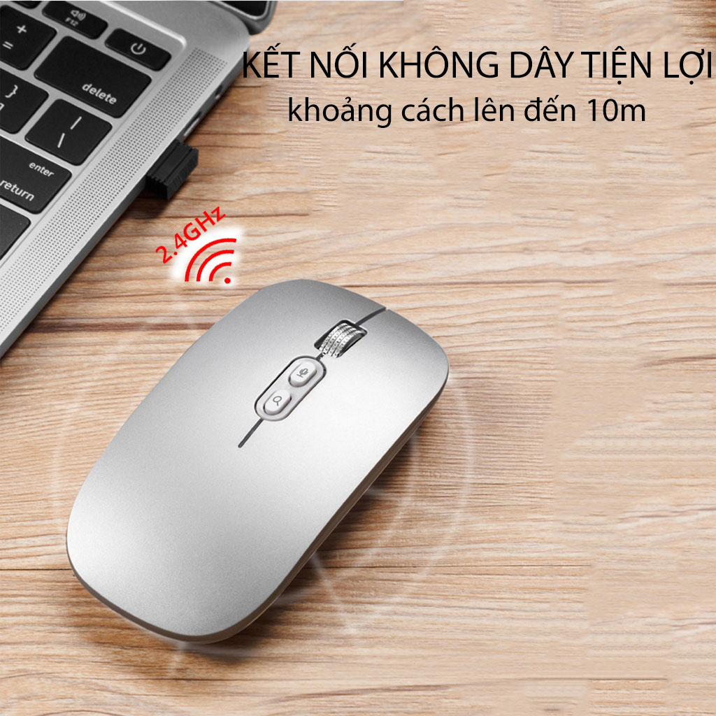 Chuột không dây Pix-link M103 hồng 2.4G sạc điện chống ồn khoảng cách tín hiệu 10m - Hàng chính hãng / Hàng nhập khẩu